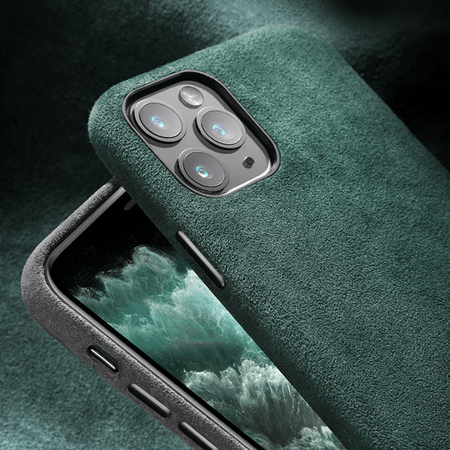 Alcantara Iphone 11 Pro Max Case For Midnight Green Dark Green