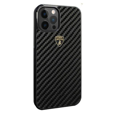iPhone 12 Lamborghini Elemento D3 Carbon Fiber Cover - Black