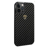iPhone 12 Pro Lamborghini Elemento D3 Carbon Fiber Cover - Black