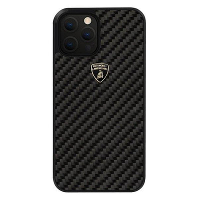 iPhone 12 Pro Max Lamborghini Elemento D3 Carbon Fiber Cover - Black