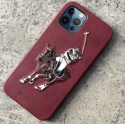 iPhone 12 Pro Max Santa Barbara Polo Jockey Series Luxury Leather Back Case - Casekart