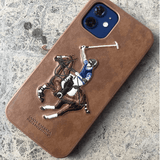 iPhone 12 Pro Santa Barbara Polo Jockey Series Luxury Leather Back Case