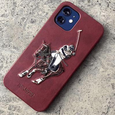 iPhone 12 Pro Santa Barbara Polo Jockey Series Luxury Leather Back Case