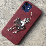 iPhone 12 Santa Barbara Polo Jockey Series Luxury Leather Back Case