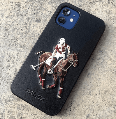 iPhone 12 Santa Barbara Polo Jockey Series Luxury Leather Back Case