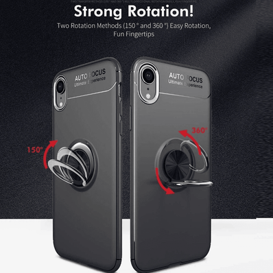 iPhone Xr Metallic Finger Ring Holder Matte Silicone Back Case