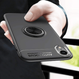 iPhone Xr Metallic Finger Ring Holder Matte Silicone Back Case
