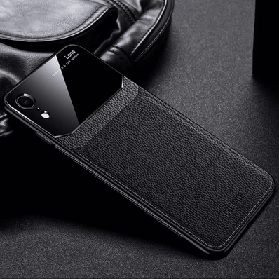 iPhone Xr Sleek Slim Leather Lens Back Case Cover - Casekart