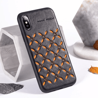 iPhone X/Xs Leather Leaf Pattern Hybrid Case - Casekart